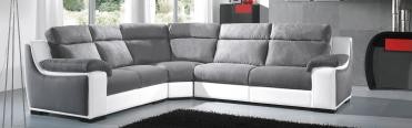 Canap�s d'Angle Bi-Mati�re Cuir et Tissu