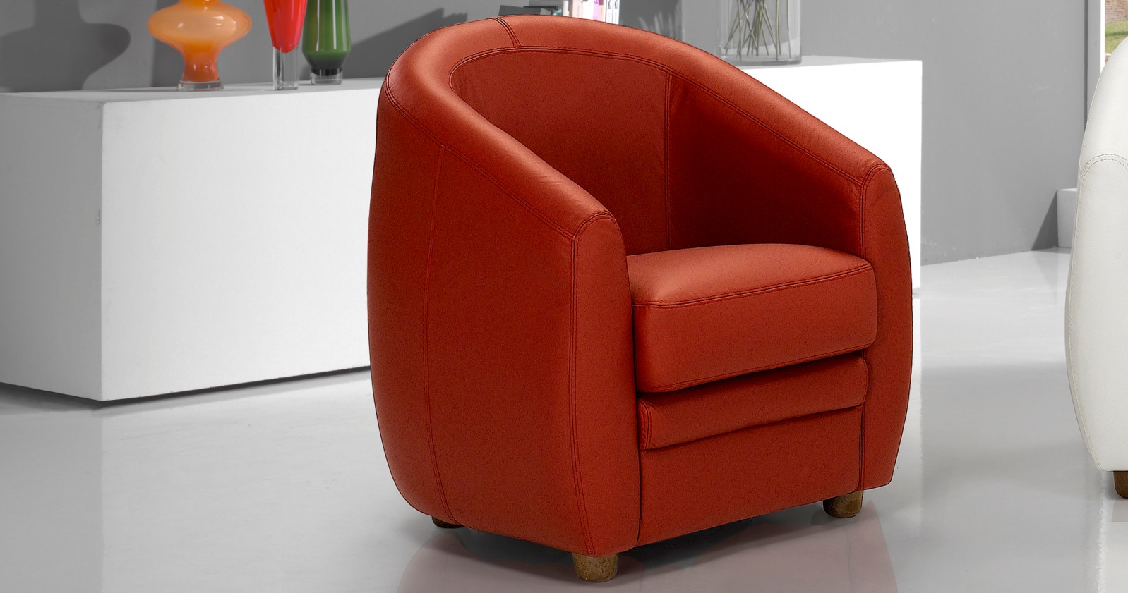 fauteuil cabriolet cuir rouge pivotant