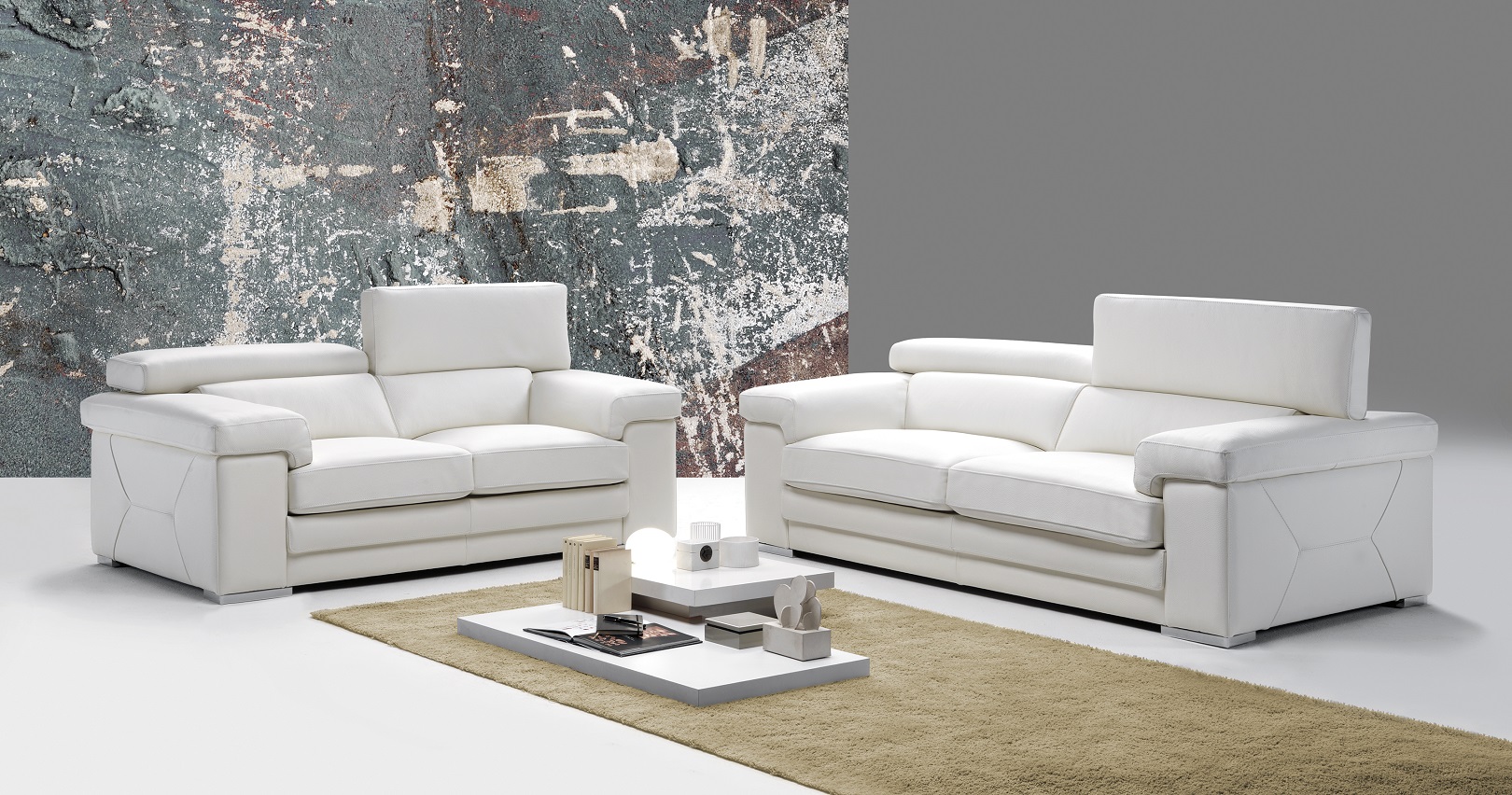 Salon cuir contemporain italien: canapé angle en cuir vachette ...
