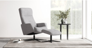 OLAF fauteuil + pouf tissu ou cuir