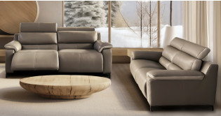 RASTO 100% Cuir Relaxation avec t�ti�res Electrique (en option) ou canap� Fixe