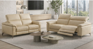 ROMANE 100% Cuir Relaxation avec t�ti�res Electrique (en option) ou canap� Fixe