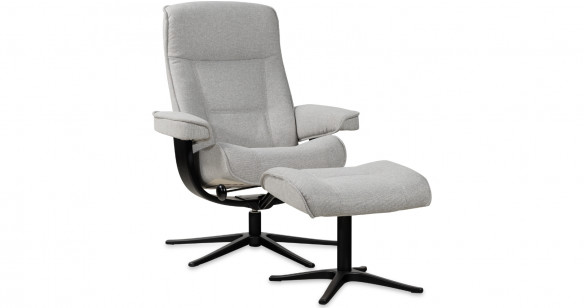 BERGEN fauteuil + pouf pied �toile tissu ou cuir 