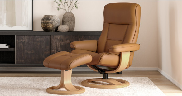 BERGEN fauteuil + pouf pi�tement ring tissu ou cuir 