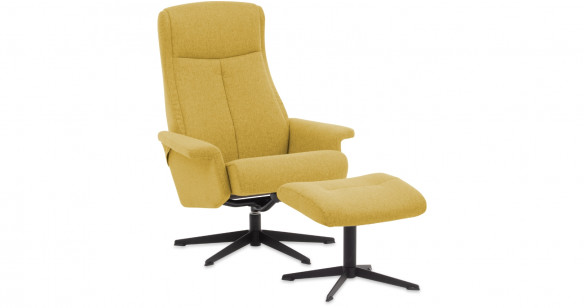 FJORD fauteuil + pouf tissu ou cuir