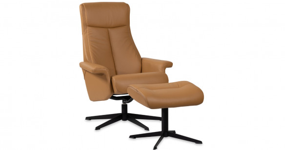 FJORD fauteuil + pouf tissu ou cuir