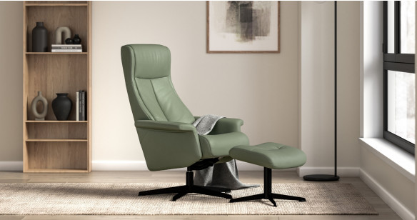 FJORD fauteuil + pouf tissu ou cuir