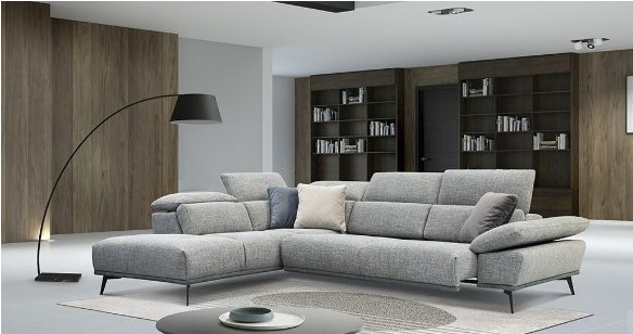 FORLI canap d'angle en tissu avec assise coulissante lectrique (en option) ou fixe