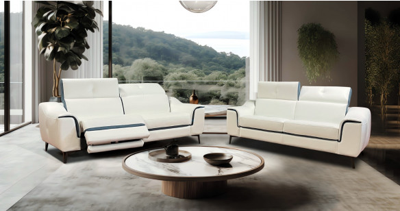GLORIA 100% Cuir Relaxation avec têtières Electrique ou canapé Fixe
