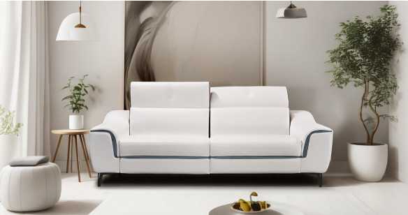 GLORIA 100% Cuir Relaxation avec têtières Electrique ou canapé Fixe