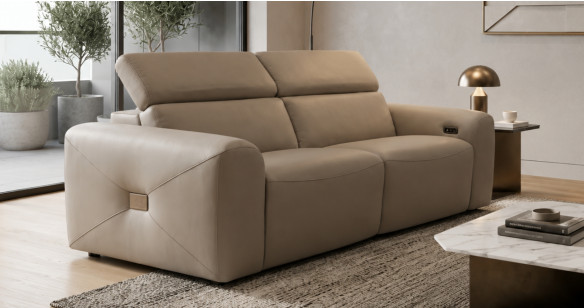LIONEL 100% Cuir Relaxation avec t�ti�res Electrique (en option) ou canap� Fixe