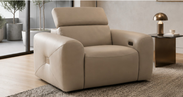 LIONEL 100% Cuir Relaxation avec t�ti�res Electrique (en option) ou canap� Fixe