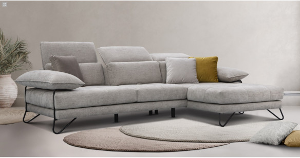 MASSA canap d'angle mridienne en tissu avec dossiers avance-recule