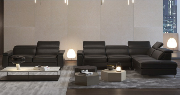 MILANO Canap Angle 100% Cuir Vachette Premium ou Excellium Relaxation lectrique ou fixe
