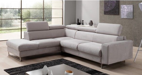 NATACHA Canap d'Angle Mridienne terminal pouf Micronabuck ou 100% Cuir