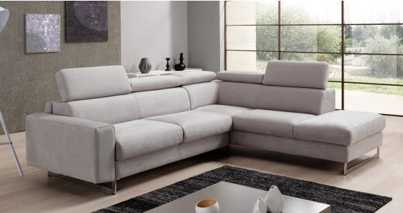 NATACHA Canap d'Angle Mridienne terminal pouf Micronabuck ou 100% Cuir