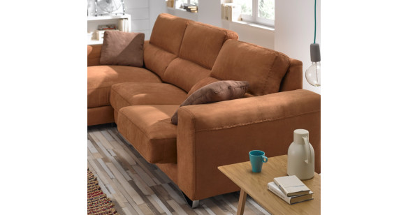 NERUAL  Canap Tissu ou Cuir Assises et dossiers coulissants + Mridienne Coffre