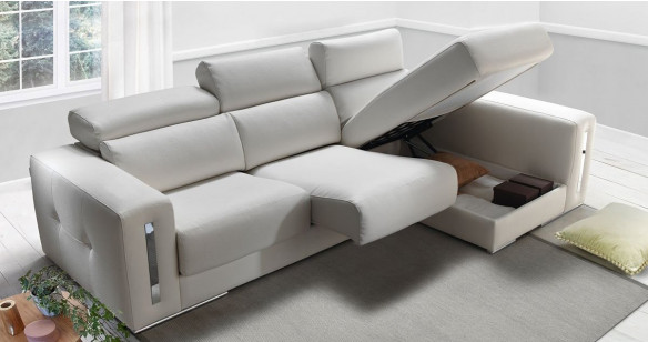 PALERMO Angle mridienne Assises coulissantes 100% cuir ou Micronabuck