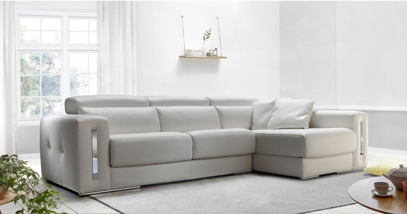 PALERMO Angle mridienne Assises coulissantes 100% cuir ou Micronabuck