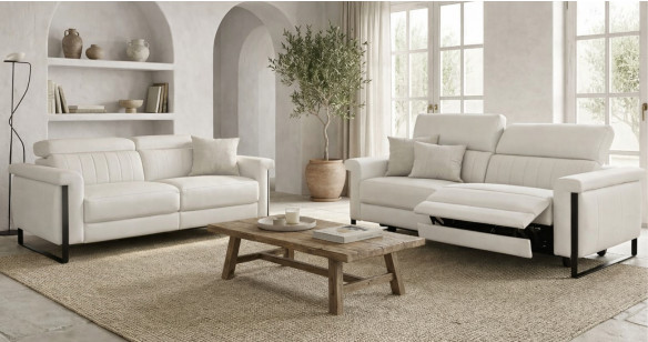 PAPILLON 100% cuir Relaxation avec t�ti�res Electrique (en option) ou canap� Fixe