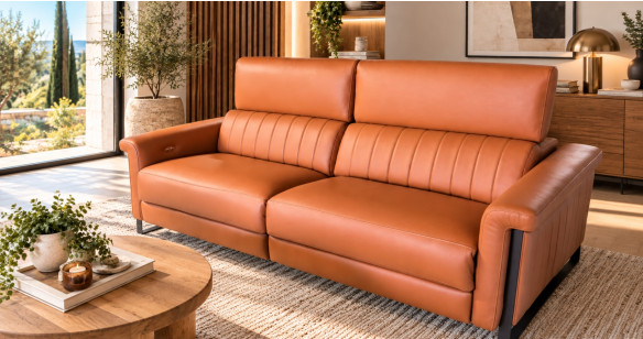 PAPILLON 100% cuir Relaxation avec t�ti�res Electrique (en option) ou canap� Fixe