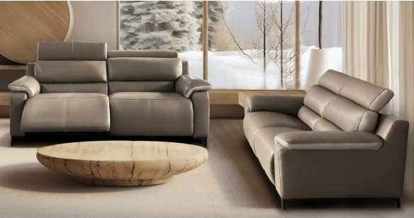 RASTO 100% Cuir Relaxation avec t�ti�res Electrique (en option) ou canap� Fixe