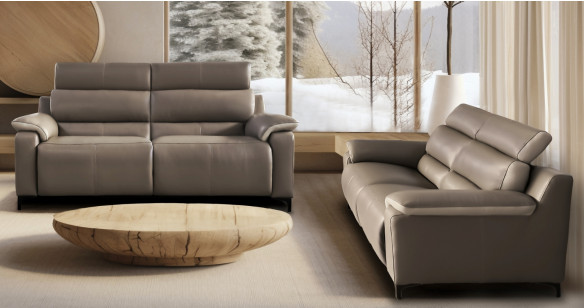 RASTO 100% Cuir Relaxation avec t�ti�res Electrique (en option) ou canap� Fixe