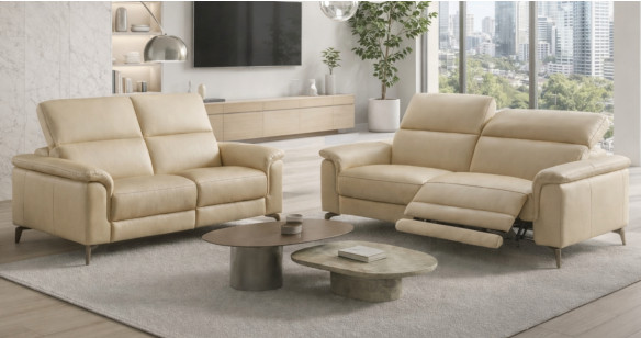 ROMANE 100% Cuir Relaxation avec t�ti�res Electrique (en option) ou canap� Fixe