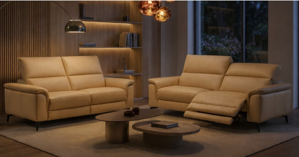 ROMANE 100% Cuir Relaxation avec t�ti�res Electrique (en option) ou canap� Fixe