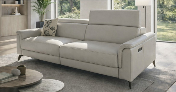 ROMANE 100% Cuir Relaxation avec t�ti�res Electrique (en option) ou canap� Fixe