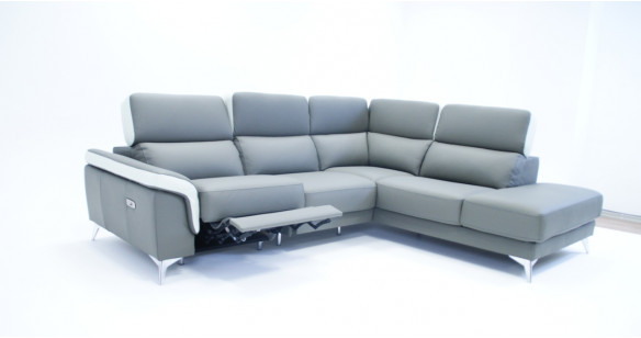 RONDA Angle Terminal Pouf Fixe ou Relaxation Cuir 100% Bicolore ou Unicolore