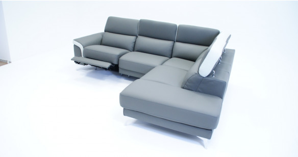 RONDA Angle Terminal Pouf Fixe ou Relaxation Cuir 100% Bicolore ou Unicolore