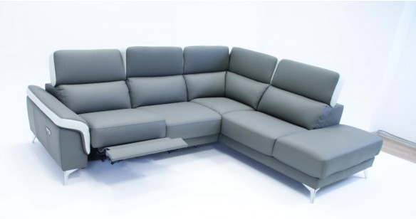 RONDA Angle Terminal Pouf Fixe ou Relaxation Cuir 100% Bicolore ou Unicolore