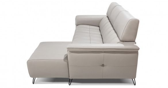 ROSALIE Canap d'angle mridienne fixe 100% Cuir vachette premium
