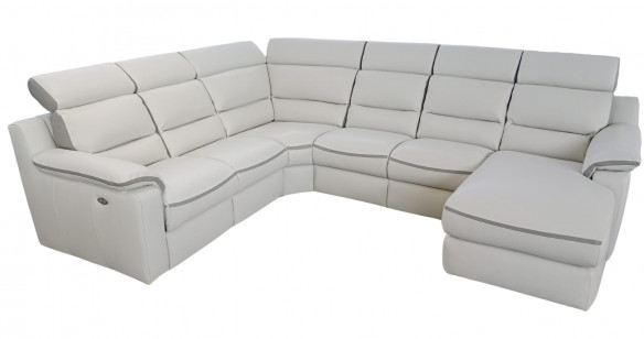 ROSIANE Canap d'angle 100% Cuir Relaxation Electrique ou Fixe
