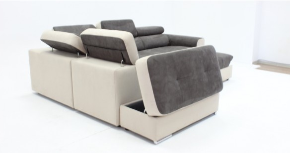SORALIE Angle Terminal Pouf Tissu Micro Suede Bicolore 