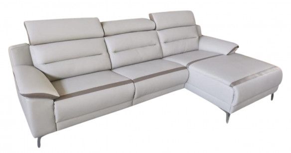 TONDO m�ridienne 100% Cuir Relaxation avec t�ti�res Electrique (en option) ou Fixe