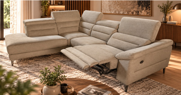 URBANO Angle terminal tissu ou cuir, Relaxation avec t�ti�res Electrique (en option) ou Fixe