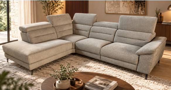 URBANO Angle terminal tissu ou cuir, Relaxation avec t�ti�res Electrique (en option) ou Fixe
