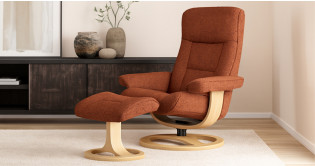 BERGEN fauteuil + pouf pi�tement ring tissu ou cuir 