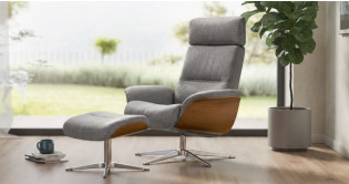 OSLO fauteuil + pouf tissu ou cuir