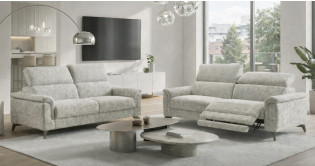 ROMANE Tissu Relaxation avec têtières Electrique (en option) ou canapé Fixe