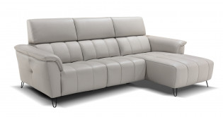 ROSALIE Canapé d'angle méridienne fixe 100% Cuir vachette premium