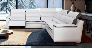 ROSIANE Canap d'angle 100% Cuir, Relaxation avec ttire Electrique (en option)