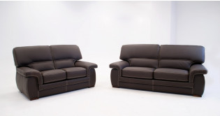 ATLANNA SALON 3+2 100% CUIR PREMIUM CHOCOLAT - EN STOCK -