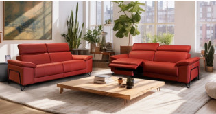 OBELIX 100% Cuir Relaxation avec t�ti�res Electrique (en option) ou canap� Fixe