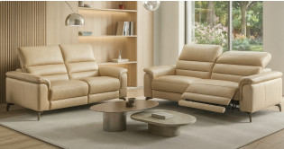 ROMANA 100% Cuir Relaxation avec t�ti�res Electrique (en option) ou canap� Fixe