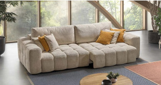 FABIEN canap tissu avec assises coulissantes lectriques