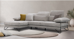 MASSA canap d'angle mridienne en tissu avec dossiers avance-recule