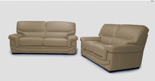 CHRISTELLE SALON 3+2+Pouf 100% CUIR PREMIUM TORTORA - EN STOCK -